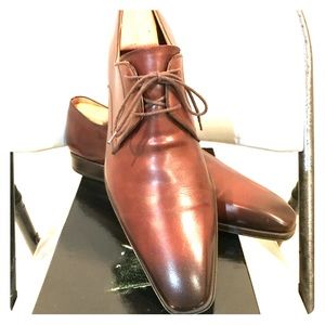 Magnanni for NM Pointy-Toe Lace-Up Shoes Mid-Brown